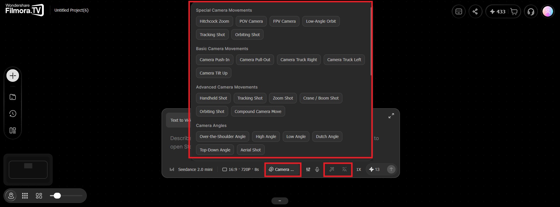 set camera control from presets