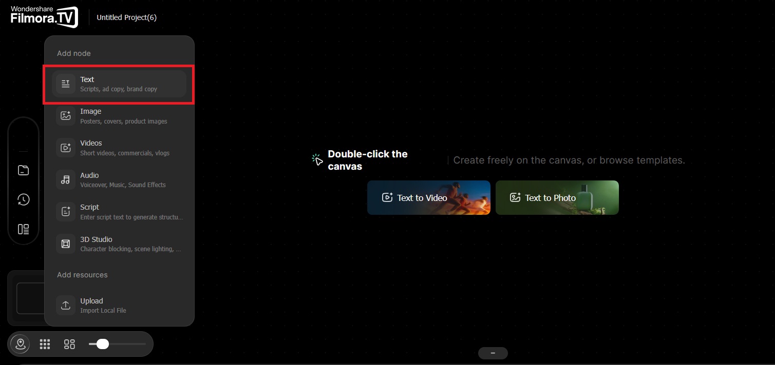add text node on filmora.tv