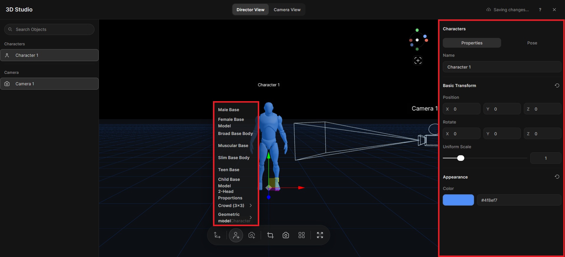 add and customize the character