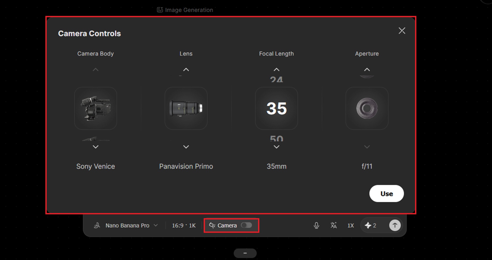adjust camera control for image