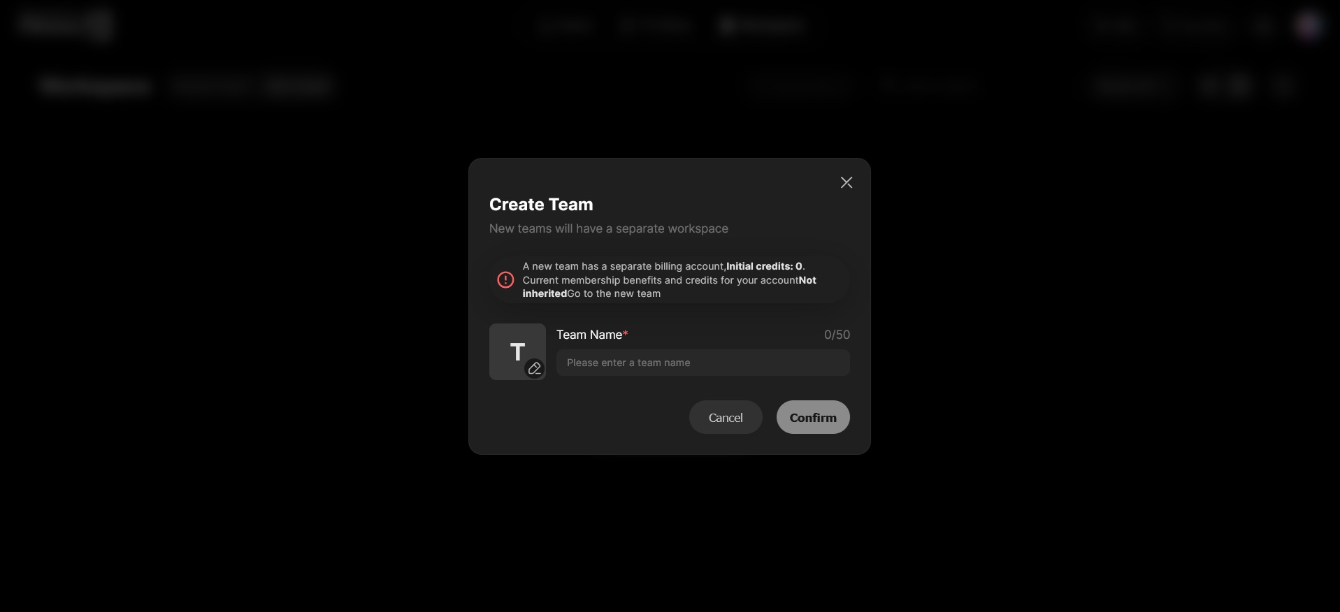 give name to the team workspace