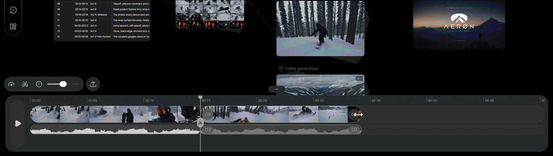 trim video on filmora.tv timeline