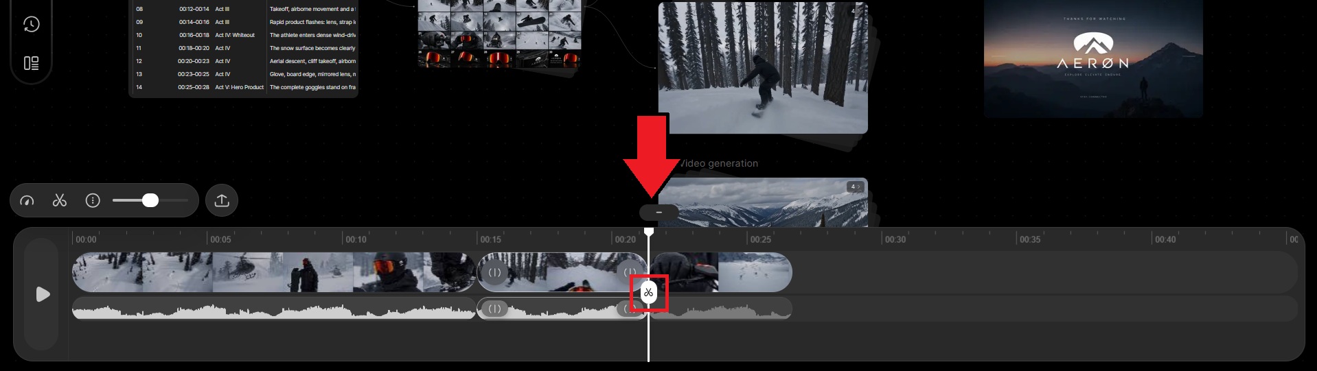 split video on filmora.tv timeline