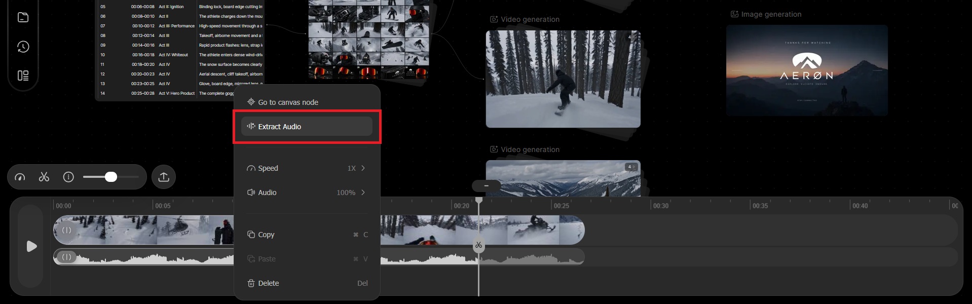 extract audio on filmora.tv timeline