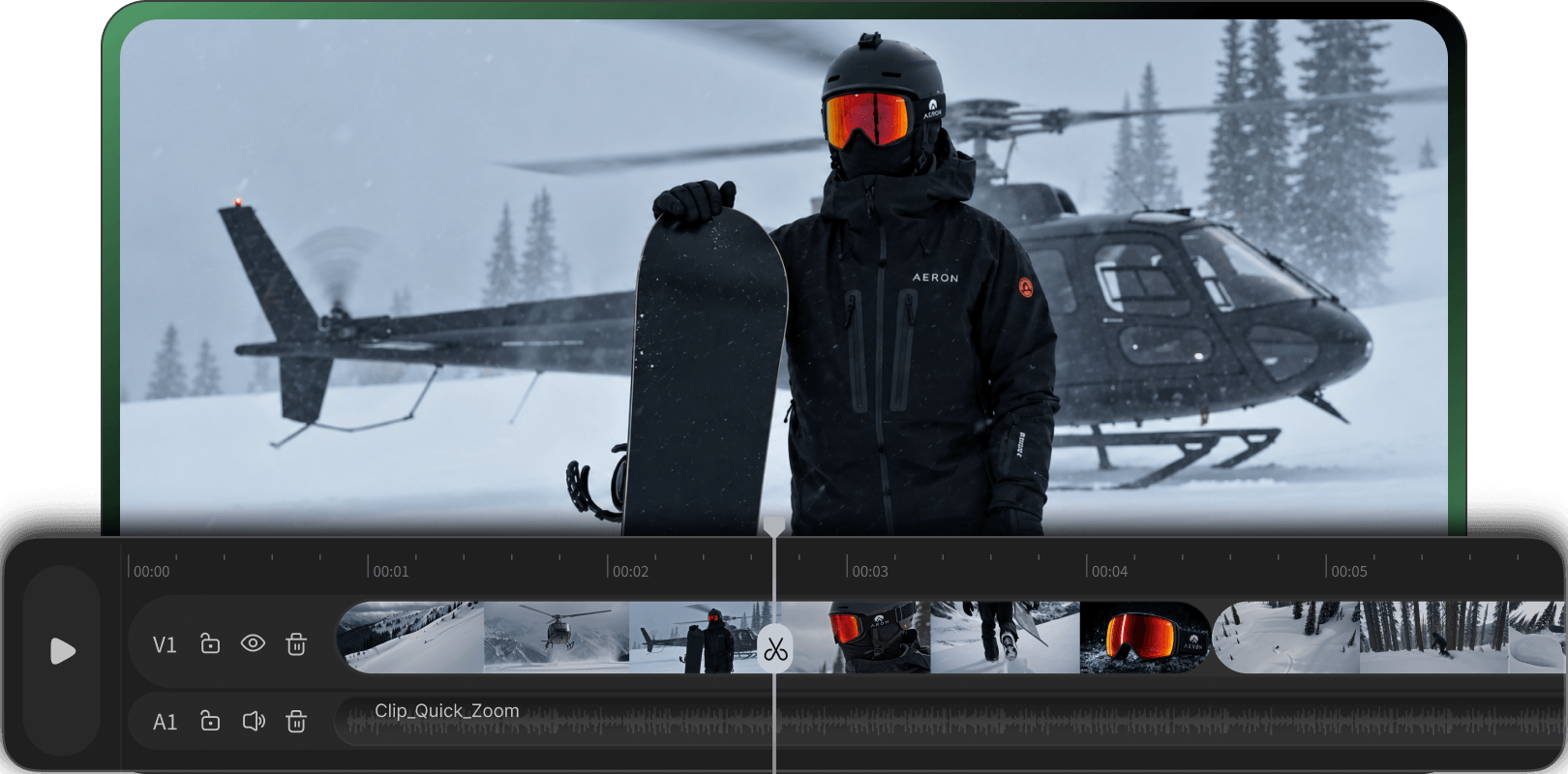 Rough cut assembled on the Filmora.TV timeline