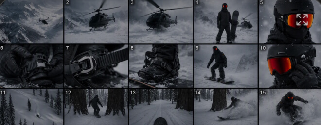Grid of generated shots